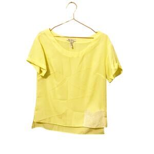 BCBGeneration Yellow Lace Pocket Blouse - Size Medium